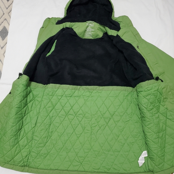 L.L. Bean Lined Parka Coat Hood Green Women Small - Picture 4 of 7